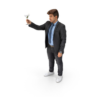 Businessman Raises A Toast With Martini Glass PNG & PSD Images