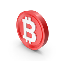 Cartoon Bitcoin White and Red PNG & PSD Images