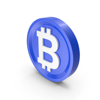 Cartoon Bitcoin Blue and White PNG & PSD Images