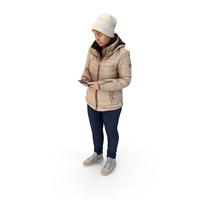 Woman In Winter Clothing Uses A Phone PNG & PSD Images