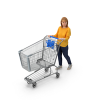 Grace Casual Autumn Walking Pose With Shopping Cart PNG & PSD Images