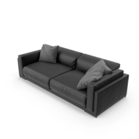 Black Leather Two Seater Sofa PNG & PSD Images