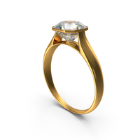 Asscher Cut Diamond On Gold Ring PNG & PSD Images
