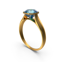 Asscher Cut Aquamarine Gold Ring PNG & PSD Images