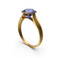 Asscher Cut Blue Sapphire Gold Ring PNG & PSD Images
