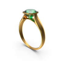 Asscher Cut Emerald Gold Ring PNG & PSD Images