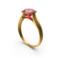 Asscher Cut Pink Topaz Gold Ring PNG & PSD Images