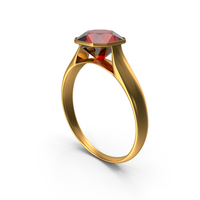 Asscher Cut Ruby Gold Ring PNG & PSD Images