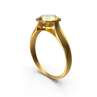 Asscher Cut Yellow Sapphire Gold Ring PNG & PSD Images