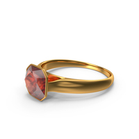 Asscher Cut Amber Gold Ring PNG & PSD Images