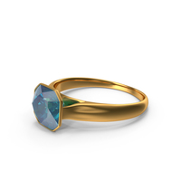 Asscher Cut Aquamarine Gold Ring PNG & PSD Images