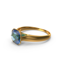 Asscher Cut Blue Topaz Gold Ring PNG & PSD Images