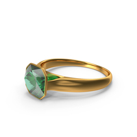 Asscher Cut Emerald Gold Ring PNG & PSD Images