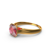 Asscher Cut Pink Topaz Gold Ring PNG & PSD Images