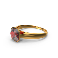 Asscher Cut Ruby Gold Ring PNG & PSD Images