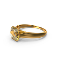 Asscher Cut Yellow Sapphire Gold Ring PNG & PSD Images