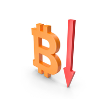 Orange Bitcoin Symbol With Downward Arrow PNG & PSD Images