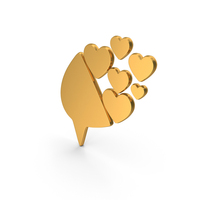 Chat Hearts Message Logo Gold PNG & PSD Images