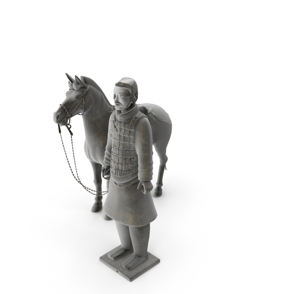 Terracotta Warriors-Cavalryman with His Saddled War-horse PNG & PSD Images
