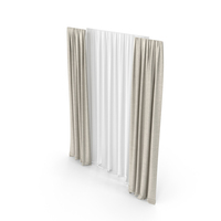 Beige Curtains With Tulle PNG & PSD Images
