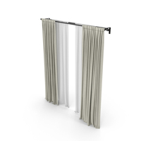 Beige Curtains With Tulle PNG & PSD Images