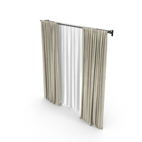 Beige Curtains With Tulle PNG & PSD Images