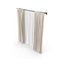 Beige Curtains With Tulle PNG & PSD Images