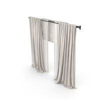 Beige Curtains With Tulle And A Roman Curtain PNG & PSD Images