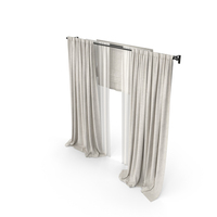 Beige Curtains With Tulle And A Roman Curtain PNG & PSD Images