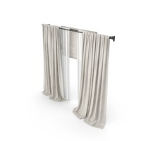 Beige Curtains With Tulle And A Roman Curtain PNG & PSD Images