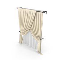Beige Curtains With White Tulle PNG & PSD Images