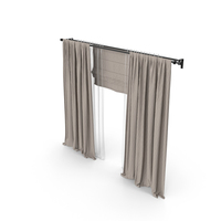 Beige Curtains With White Tulle And Roman Blinds PNG & PSD Images