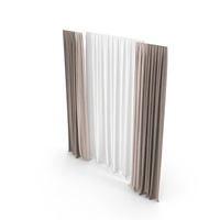 Curtains In Two Colors With Tulle PNG & PSD Images