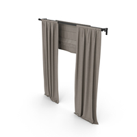 Brown Curtains With Roman Blinds. PNG & PSD Images