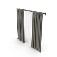 Curtains With White Tulle PNG & PSD Images