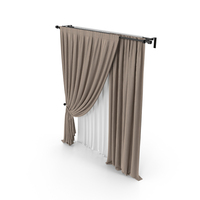 Brown Curtains With White Tulle PNG & PSD Images