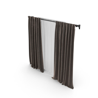 Brown Velvet Curtains With White Tulle PNG & PSD Images