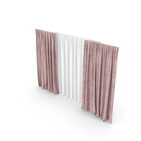 Burgundy Velvet Curtains With Tulle PNG & PSD Images