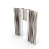Curtains In Two Colors With Tulle And Roman Blinds PNG & PSD Images