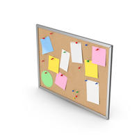 Silver Corkboard With Paper Notes PNG & PSD Images
