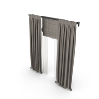 Dark Beige Curtains With Tulle And Roman Blinds PNG & PSD Images