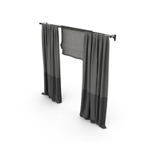 Gray Curtains In Two Shades With A Roman Curtain PNG & PSD Images