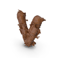 Chocolate Splash Small Letter V PNG & PSD Images