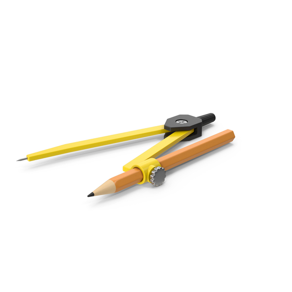 黄色图形指南针带铅笔PNG和PSD图像
