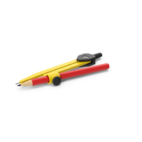Yellow Drawing Compass With Red Pencil PNG & PSD Images