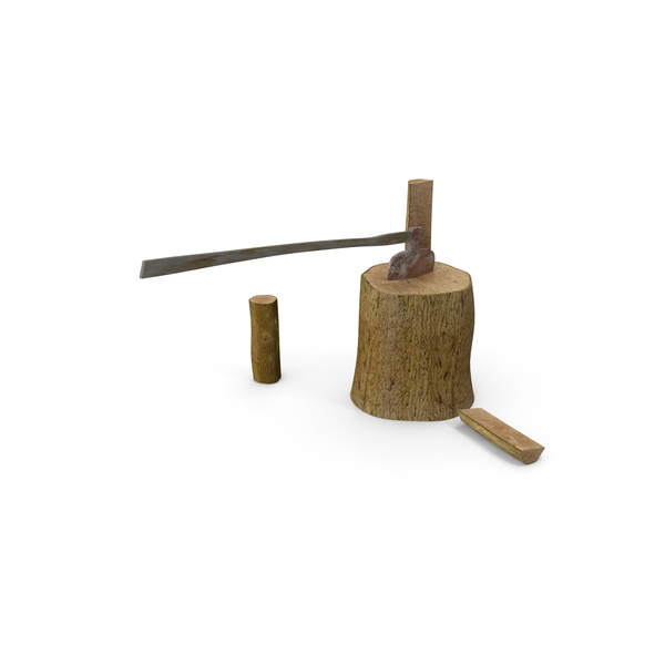 Axe On A Wooden Log PNG & PSD Images