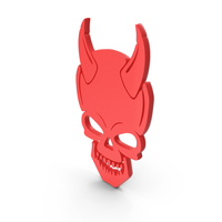 Red Evil Skull With Horns Logo PNG & PSD Images