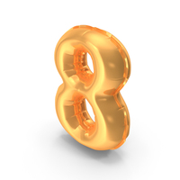 Golden Foil Balloon Number 8 PNG & PSD Images
