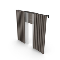 Dense Brown Curtains With White Tulle And Roman Blinds PNG & PSD Images