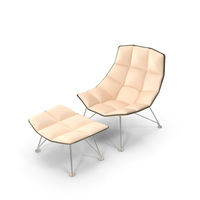 Jehs Laub Lounge Chair And Ottoman Wire Base Fixed Back PNG & PSD Images